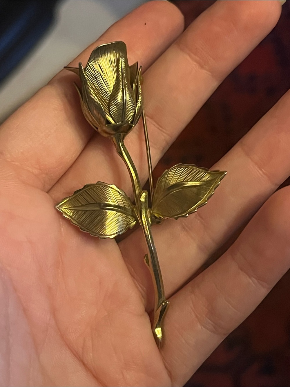 Vintage Gold-Tone Rose Brooch Pin